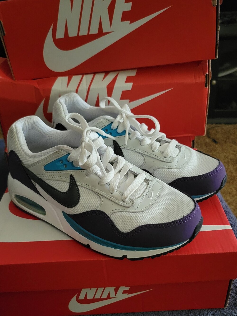 Nike White Black Teal Purple Retro Air Max Sneakers